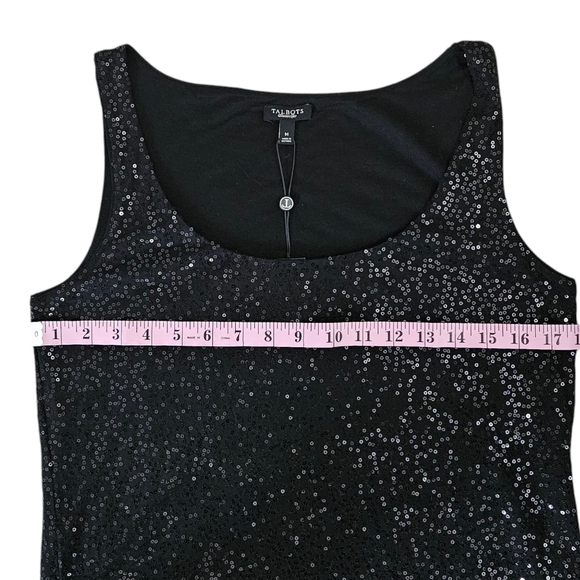 Talbots Black Sequin Sleeveless Top Women's Medium Lined NEW - Picture 4 of 11